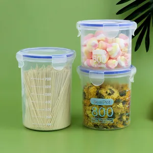 Bocal de Stockage de Nourriture en Plastique Transparent Récipient Hermétique Avec Couvercle Organisateur de Cuisine Pour Snacks