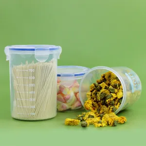 Pot de stockage étanche en plastique transparent avec couvercle pour aliments et en-cas.