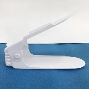 Scarpiera doppia in plastica regolabile, organizer salvaspazio per scarpe per la casa e dorm.