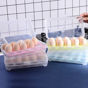 Plastic Egg Storage Box Stackable Refrigerator Crisper Household Food Storage Container With Lid