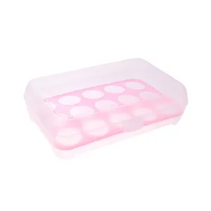 Plastic stackable egg storage container box with lid for kitchen refrigerator fresh keeping