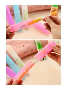 Portable travel toothbrush case colorful frosted protective storage box detail view