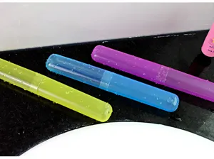 Portable travel toothbrush case set, colorful frosted anti-dust toothbrush protective storage box