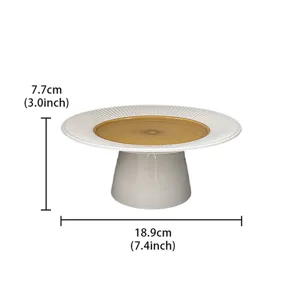 Modern minimalist radial ceramic cake stand pedestal dessert plate, detail view dimensions.
