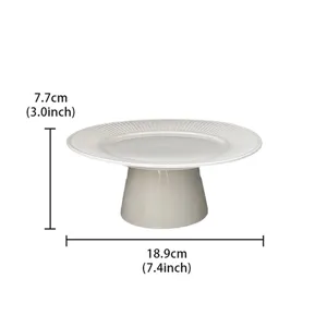 Modern minimalist ceramic cake stand high footed dessert plate fruit display tray white