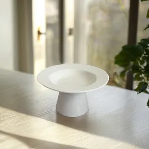 Modern White Ceramic High Foot Fruit Plate Dessert Pastry Cake Stand Living Room Desktop Serving Tray Tableware