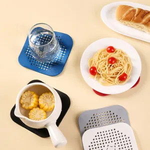 Square silicone heat insulation mat kitchen sink drain pad anti-scalding table placemat