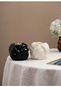 Portacandela in ceramica forma di nodo stile nordico supporto per lumino decorazione tavola