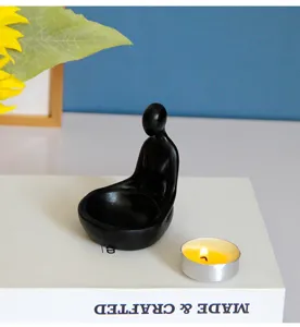 Bougeoir figurine humaine en resine abstraite statue zen minimaliste decoration interieure