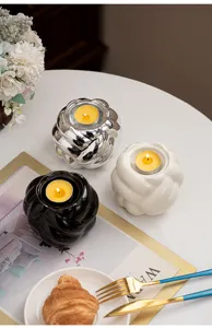 Set portacandele in ceramica a nodo, moderno supporto per lumini per decorazione della tavola.