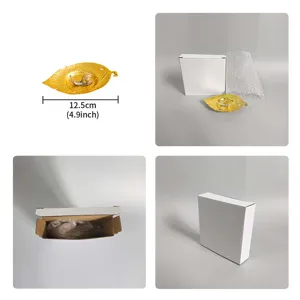 Gold leaf shape metal incense holder with cute silver snail, desktop mini sandalwood burner.