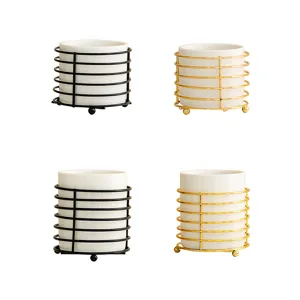 Ceramic makeup brush holder desktop organizer pen stand metal rack variant detail view item