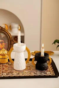 Portacandele in resina con doppie orecchie oro, stile arabo, supporto decorativo per tavolo casa.