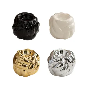Set portacandele in ceramica a nodo, moderno supporto per lumino per decorazioni, matrimonio, tavola.
