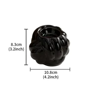 Portacandele in ceramica nera con design a gomitolo, decorazione tavola 10,8 cm per casa.