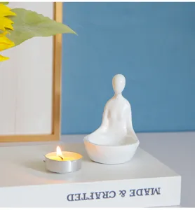 Bougeoir en résine abstraite minimaliste figurine zen tasse à bougie assise décoration