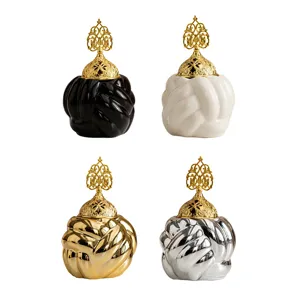 Modern ceramic knot incense burner with gold hollow tree lid for living room decor aromatic