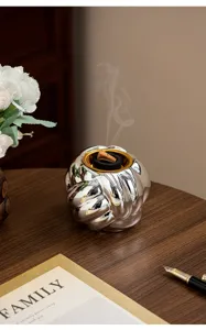 Moderne nordische Keramik Streifen Weihrauchbrenner silberner Aromatherapie Deko Artikel