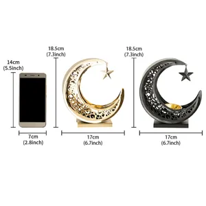 Metal moon incense burner Middle Eastern hollow aromatherapy candle holder with star pendant.