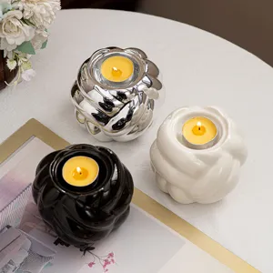 Set di portacandele in ceramica a nodo, elegante supporto per lumini per decorazione tavola.