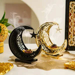 Middle Eastern Arabic Metal Crescent Moon Incense Burner Hollow Tower Aromatherapy Holder