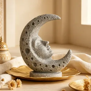 Medieval vintage moon face resin ornament Italian retro celestial tarot sculpture