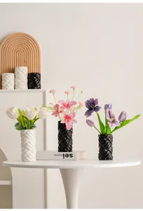 Modern minimalist ceramic yarn ball vase cylindrical home flower arrangement decoration