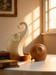 Ceramic elephant sculpture desktop decoration ornament home living room table decor piece.