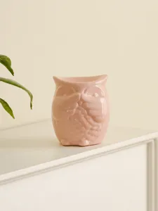 Pink ceramic owl candle holder aroma burner cute animal home decor table ornament 1pc