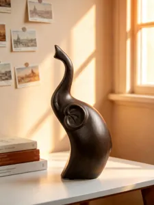 Elegant ceramic elephant figurine desktop decor for living room shelf and home interior ornament