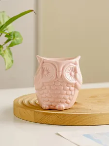 Pink ceramic owl candle holder aromatherapy burner cute animal home decor ornament