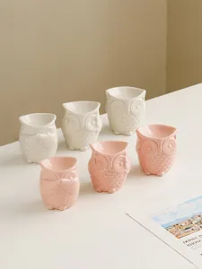 Ceramic owl aroma diffuser candle holder cute home decor desktop ornament white pink
