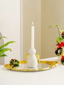 Porte bougie ange en ceramique pour decoration de table de mariage et fete de noel blanc elegant