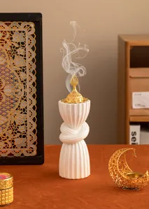 Arabic style resin incense burner white gold censer Middle Eastern aromatherapy decor
