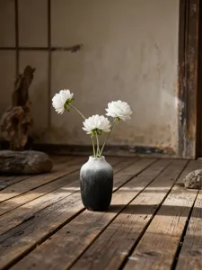 Minimalist black white gradient resin vase detail wabi-sabi home decor ornament display