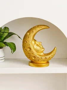 Mid-century vintage moon face resin ornament, Italian celestial tarot sculpture home decor.