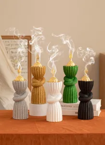 Resin incense burner with golden lid arabic style aromatherapy diffuser home decor