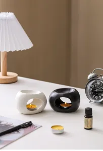 Set bruciatore di oli essenziali in ceramica e portacandele per meditazione, yoga e arredo.