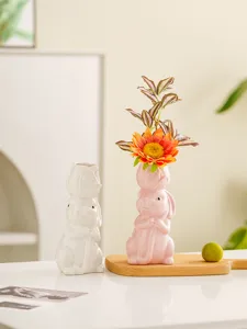 Easter rabbit ceramic vase flower arrangement home decor ornament tabletop art display sweet style