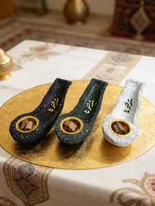 Arabic Calligraphy Resin Incense Burner Flat Boat Shape Desktop Home Decor Crafts