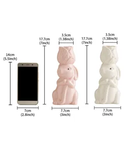Easter Rabbit Ceramic Flower Vase Cute Animal Flower Arranging Container Home Decor Display