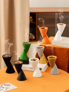 Resin double cone incense burner, creative aromatherapy holder home art decor sculpture