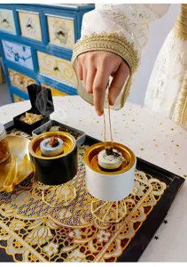 Modern Nordic ceramic incense burner with tall metal stand Arabic home decor aromatherapy.
