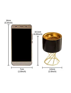 Modern Nordic ceramic incense burner with metal stand size detail and product dimensions.