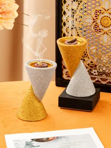 Double cone resin incense burner, Middle Eastern style aroma censer for home decor art craft.