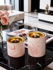 Rosa Marmor Keramik Weihrauchbrenner Set Luxus Heimtextilien Aroma Diffusor fuer Wohnkultur
