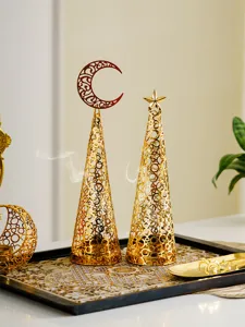 Gouden holle metalen wierookbrander Arabische desktop aromatherapie diffuser met maan en ster.