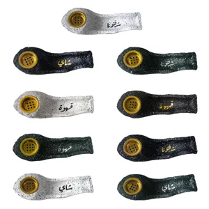 Arabic calligraphy resin incense burner flat boat shape desktop ornament details