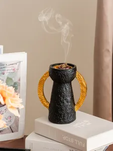 Bruciatore di incenso nero e oro stile arabo decorazione per la casa diffusore