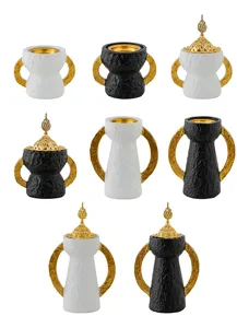Set di bruciatore d'incenso dorato arabo, elegante arredamento per la casa in resina.